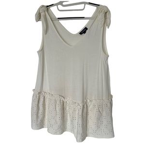 ModCloth Eyelet Peplum Direction Knit Tank Top Size L‎